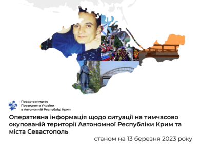 Update on the situation in the temporarily occupied territory of the Autonomous Republic of Crimea and the city of Sevastopol as for March 13, 2023