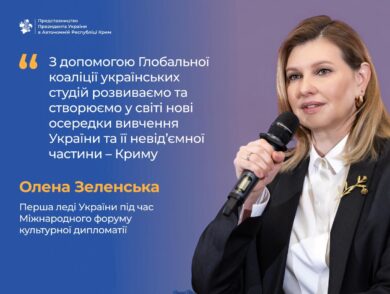 “With the Help of the Global Coalition of Ukrainian Studies, We Are Developing and Establishing New Centers for the Study of Ukraine and Its Inseparable Part–Crimea Around the World,” said First Lady of Ukraine, Olena Zelenska
