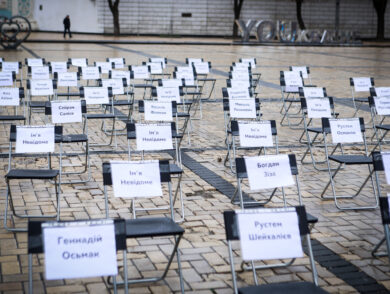 The Empty Chairs Campaign Was Held in Support of Captured and Missing Journalists and Artists in Kyiv