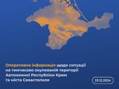 Оперативна інформація щодо ситуації на тимчасово окупованій території Автономної Республіки Крим та міста Севастополя станом на 23 грудня