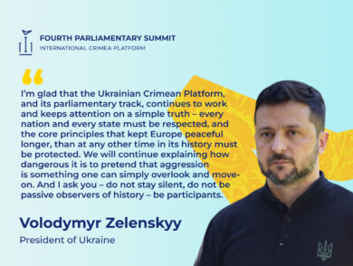 President of Ukraine Volodymyr Zelensky delivered remarks at the opening of the fourth Parliamentary Summit of the Crimea Platform